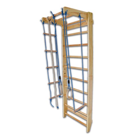 Drabinka gimnastyczna dla dzieci 220x80 huśtawka lina kółka montaż ścienny