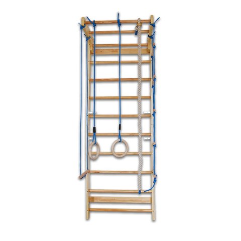 Drabinka gimnastyczna dla dzieci 220x80 huśtawka lina kółka montaż ścienny