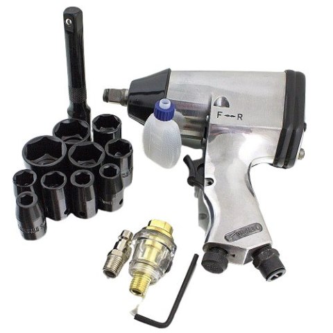 Klucz udarowy pneumatyczny 1/2" 311 nm + zestaw nasadek crv walizka