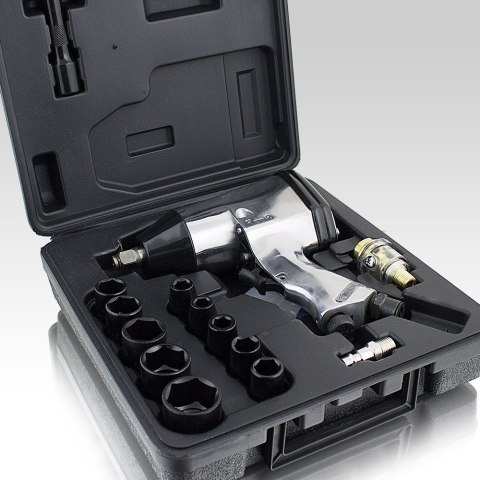 Klucz udarowy pneumatyczny 1/2" 311 nm + zestaw nasadek crv walizka