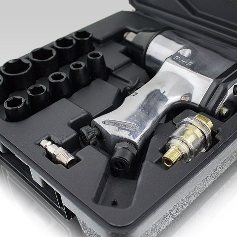 Klucz udarowy pneumatyczny 1/2" 311 nm + zestaw nasadek crv walizka