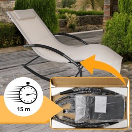 Leżak bujany ogrodowy textilene beżowy do ośrodków spa i hoteli 150 kg