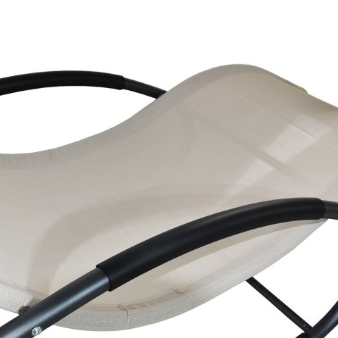 Leżak bujany ogrodowy textilene beżowy do ośrodków spa i hoteli 150 kg