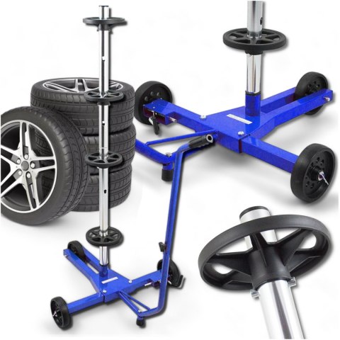 MOBILNY STOJAK NA OPONY FELGI KOŁA 4 SZT. 100KG 72CM ORGANIZER WARSZTATOWY