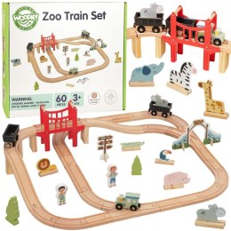 WOOPIE GREEN Drewniana Kolejka ZOO Zestaw XL Pociąg na Magnes Tor 60 el. FSC