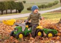 Rolly Toys RollyKid John Deere Traktor na Pedały z Łyżką i Przyczepą - Zielony