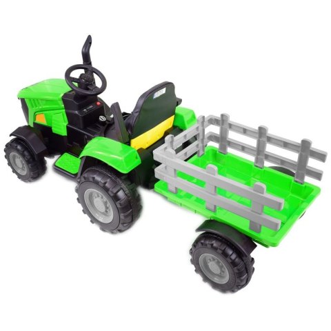 MEGA TRAKTOR NA AKUMULATOR Z PRZYCZEPĄ. MIĘKKIE SIEDZENIE, MIEKKIE KOŁA PILOT, /HL3388