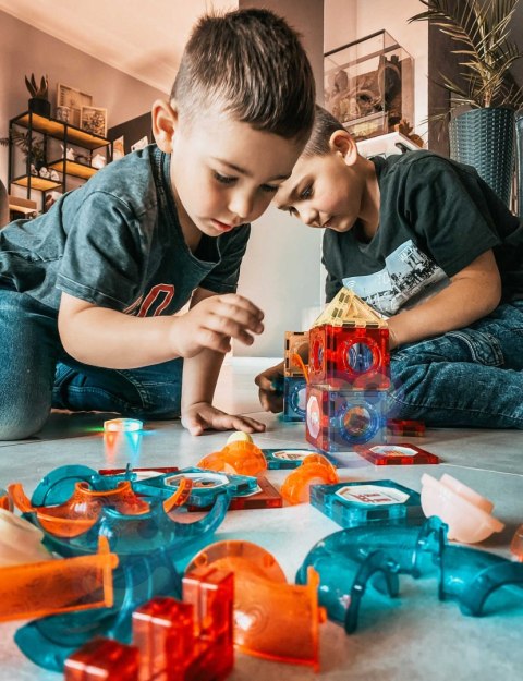 WOOPIE Klocki Magnetyczne Tor Kulkowy Świetlny Kulodrom 49 el.