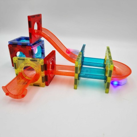 WOOPIE Klocki Magnetyczne Tor Kulkowy Świetlny Kulodrom 49 el.