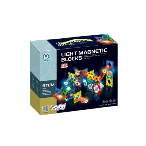 WOOPIE Klocki Magnetyczne Tor Kulkowy Świetlny Kulodrom 49 el.