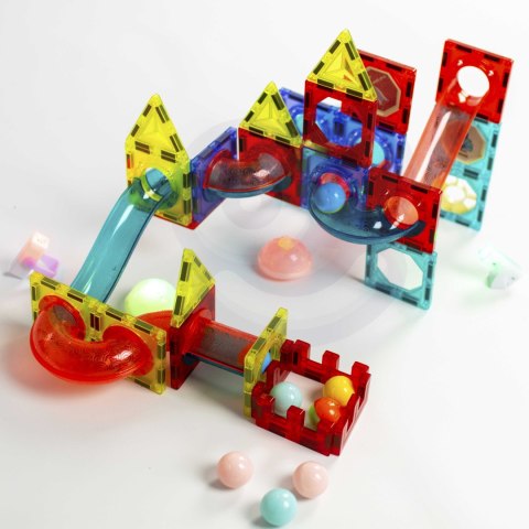 WOOPIE Klocki Magnetyczne Tor Kulkowy Świetlny Kulodrom 75 el.