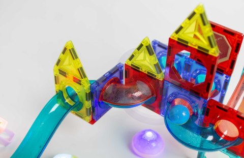 WOOPIE Klocki Magnetyczne Tor Kulkowy Świetlny Kulodrom 75 el.