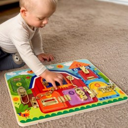 TOOKY TOY Tablica Manipulacyjna Zamki Obrazki Farma