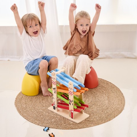 VIGA Drewniana Podwójna Zjeżdżalnia Dla Samochodzików Tor Wyścigowy