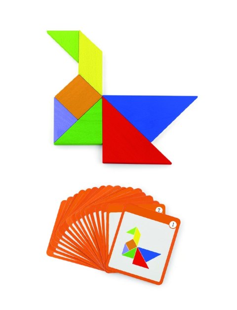 VIGA Tangram Drewniana Gra Logiczna Układanka Certyfikat FSC