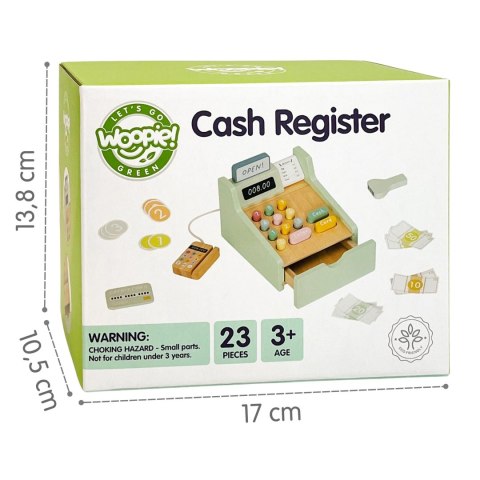 WOOPIE GREEN Drewniana Kasa Sklepowa Edukacyjna z Akcesoriami 23 el. FSC