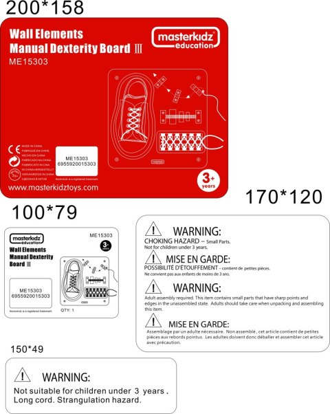 MASTERKIDZ Tablica Edukacyjna - Zręczność Manualna Sznurowanie Montessori