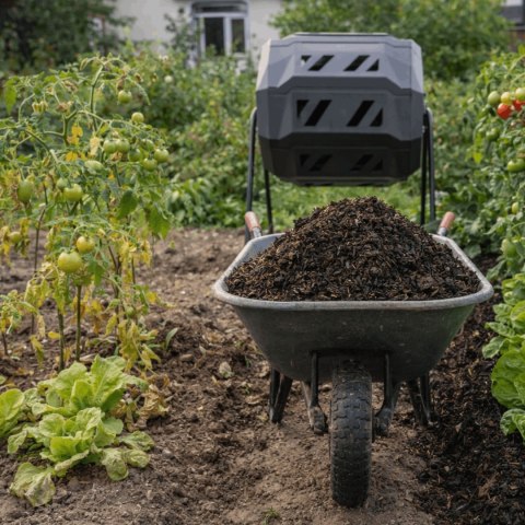 Kompostownik Bębnowy BITUXX 160L Dwukomorowy Obracany na Stelażu Odporny