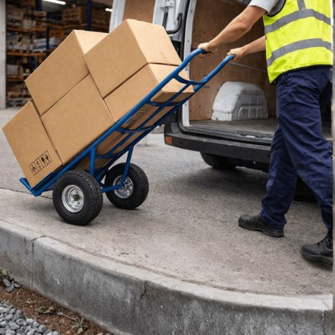 Wózek magazynowy transportowy 200kg stalowy koła pneumatyczne magazyn ogród
