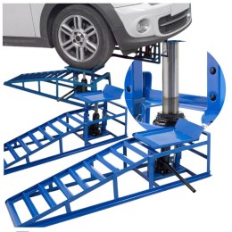 RAMPY NAJAZDOWE Z PODNOŚNIKIEM HYDRAULICZNYM 2X2000 KG STALOWE REGULOWANE