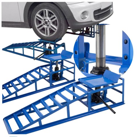 RAMPY NAJAZDOWE Z PODNOŚNIKIEM HYDRAULICZNYM 2X2000 KG STALOWE REGULOWANE