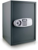 Sejf elektroniczny grafitowy solidny zamek montaż regulowana półka Czarny
