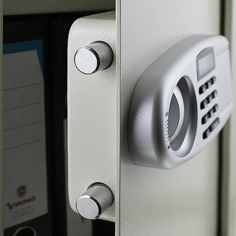 Sejf elektroniczny jasnoszary podwójny zamek regulowana półka