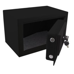 Sejf meblowy czarny elektroniczny zamek klucz montaż do szafy na dokumenty