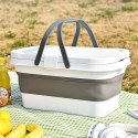 SKŁADANY KOSZ PIKNIKOWY Z POKRYWĄ STÓŁ PIKNIKOWY KOSZ PIKNIKOWY SZARY