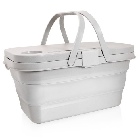 SKŁADANY KOSZ PIKNIKOWY Z POKRYWĄ STÓŁ PIKNIKOWY KOSZ PIKNIKOWY SZARY