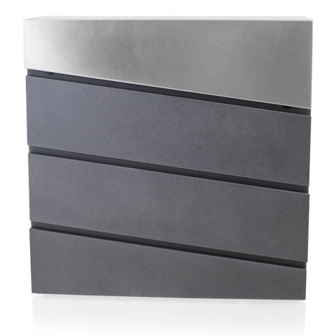 Skrzynka na listy z gazetnikiem duża pojemność stal nierdzewna grafit