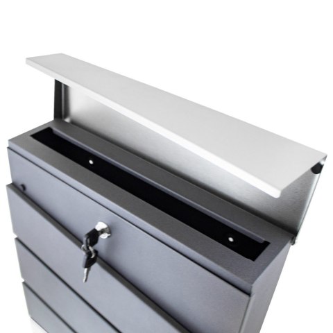 Skrzynka na listy z gazetnikiem duża pojemność stal nierdzewna grafit