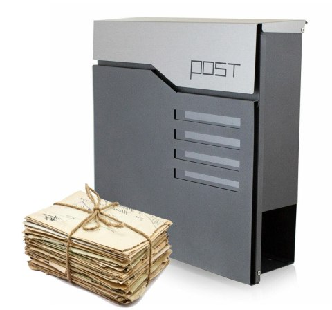 Skrzynka pocztowa na listy z gazetnikiem grafit stal nierdzewna zewnętrzna