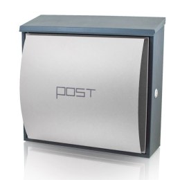 Skrzynka pocztowa na listy zewnętrzna z gazetnikiem metalowa duża szara