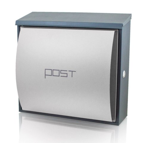 Skrzynka pocztowa na listy zewnętrzna z gazetnikiem metalowa duża szara