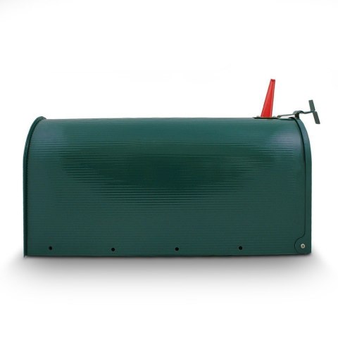 Skrzynka pocztowa usa zielona stalowa z flaga zewnetrzna na listy gazety