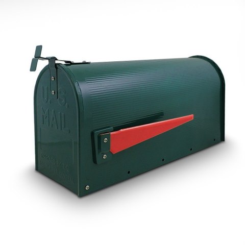 Skrzynka pocztowa usa zielona stalowa z flaga zewnetrzna na listy gazety