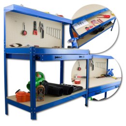 SOLIDNY STÓŁ WARSZTATOWY Z SZUFLADĄ HAKI UCHWYTY 100 KG 115X55 CM DUŻY BLAT