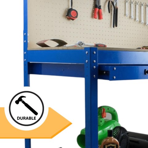 SOLIDNY STÓŁ WARSZTATOWY Z SZUFLADĄ HAKI UCHWYTY 100 KG 115X55 CM DUŻY BLAT SOLIDNY STÓŁ WARSZTATOWY Z SZUFLADĄ HAKI UCHWYTY 100 KG 115X55 CM DUŻY BLAT