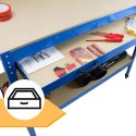 SOLIDNY STÓŁ WARSZTATOWY Z SZUFLADĄ HAKI UCHWYTY 100 KG 115X55 CM DUŻY BLAT