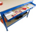 SOLIDNY STÓŁ WARSZTATOWY Z SZUFLADĄ HAKI UCHWYTY 100 KG 115X55 CM DUŻY BLAT