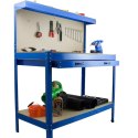 SOLIDNY STÓŁ WARSZTATOWY Z SZUFLADĄ HAKI UCHWYTY 100 KG 115X55 CM DUŻY BLAT