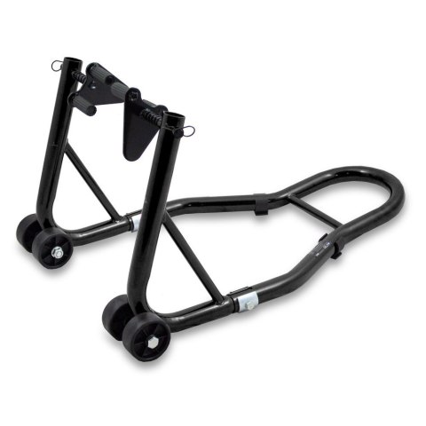 STOJAK MOTOCYKLOWY PRZEDNIEGO KOŁA CZARNY STALOWY 250KG CERTYFIKOWANY