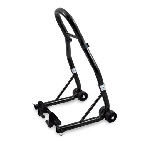 STOJAK MOTOCYKLOWY PRZEDNIEGO KOŁA CZARNY STALOWY 250KG CERTYFIKOWANY