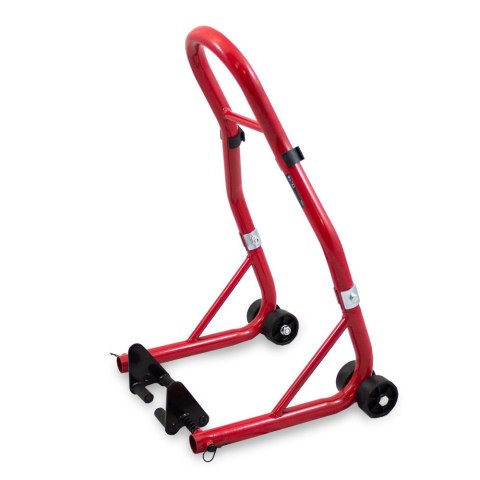 Stojak motocyklowy przedniego koła czerwony stalowy 250kg CERTYFIKOWANY