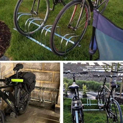 Stojak na 6 rowerów montaż ścienny podłogowy metal malowany proszkowo ip44