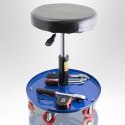 Stołek warsztatowy obrotowy z regulacją wysokości 40 50 cm pojemnik 135 kg
