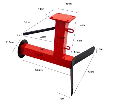 UCHWYT ŚCIENNY DO KASKU MOTOCYKLOWEGO KLUCZY KOMBINEZONU CZERWONY