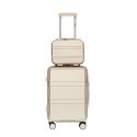Walizka kabinowa champagne + kuferek ABS zestaw podróżny lekki 56cm
