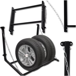 Wieszak ścienny na opony koła składany stalowy 130 kg garaż regulowany